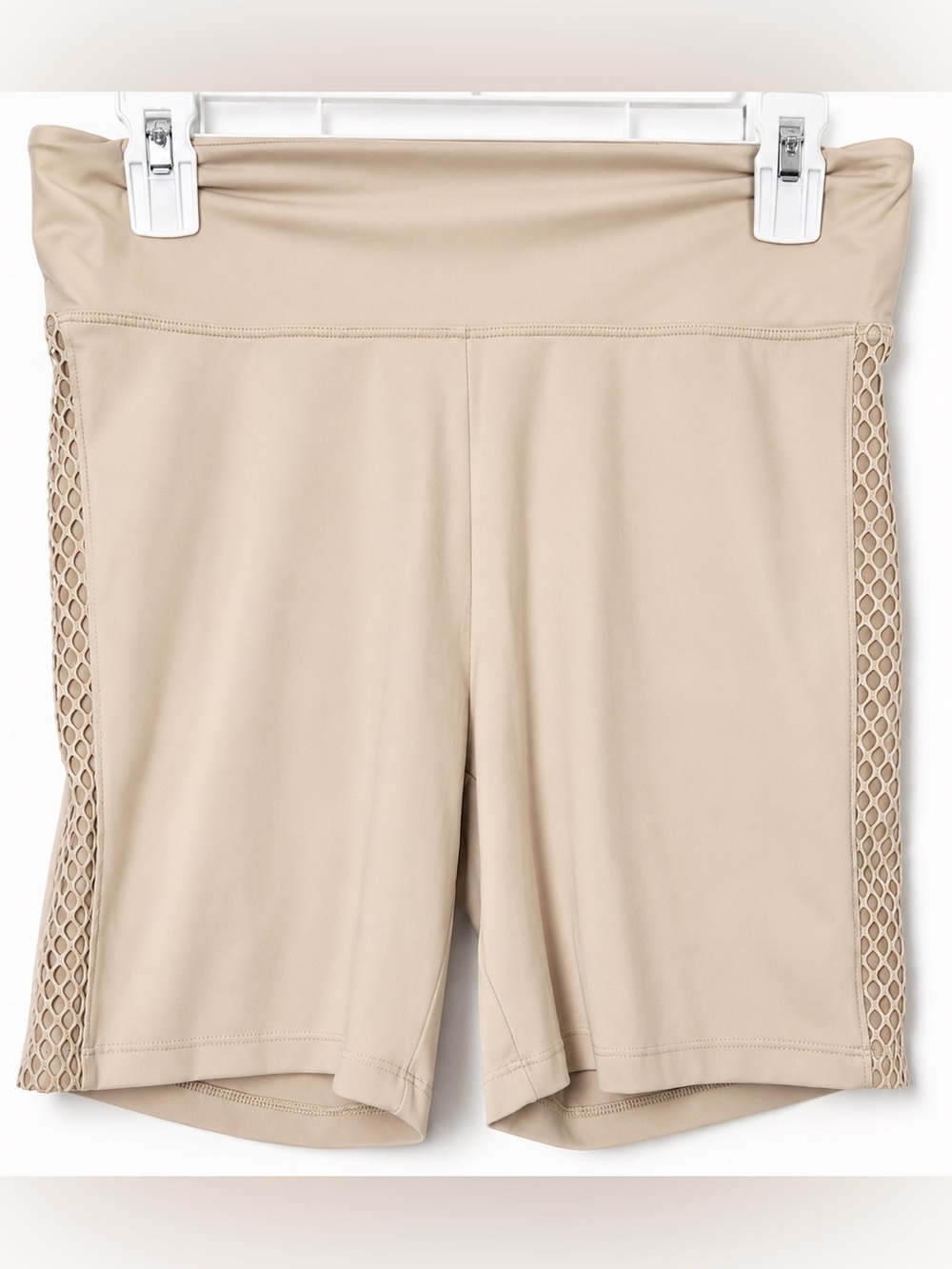 Victoria Sport Women's Tan High Waisted Bike Shorts with Side Detail Size Medium